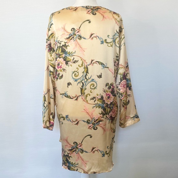 90s Victoria’s Secret Silk Cream Nightshirt Floral Print Vintage Shirt Tunic Top - Picture 7 of 9
